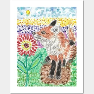 Fox  flower art Posters and Art